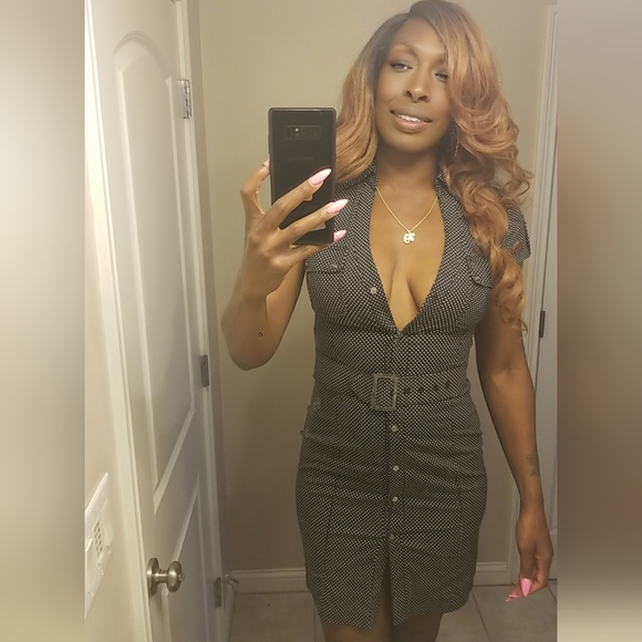 Polka Dot Button Down Mini Dress - Picture 1 of 6